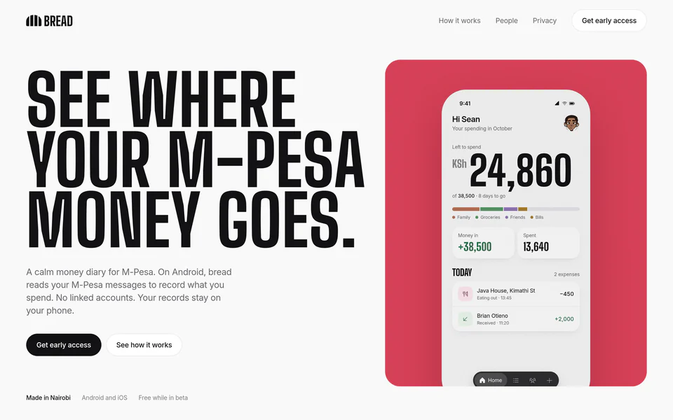 bread landing page