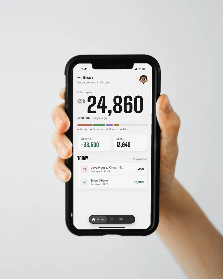 bread's Home screen on a phone held in one hand